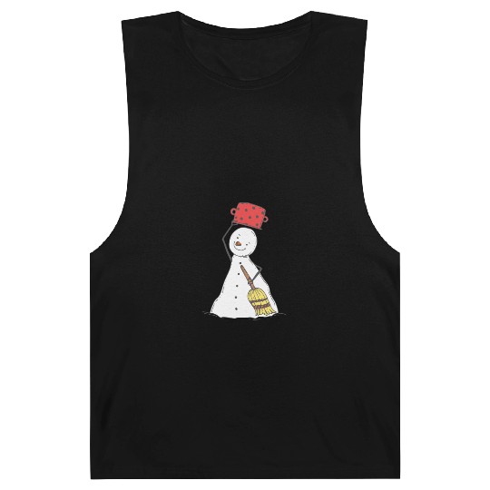 funny snowman with mustache and carrot Barnard Tanks
