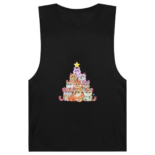 Cats tangled in Christmas Lights - Cat Christmas Barnard Tanks