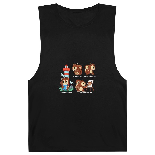 Nut Lover Wild Cute Squirrel Painting Walnut Shell Barnard Tanks