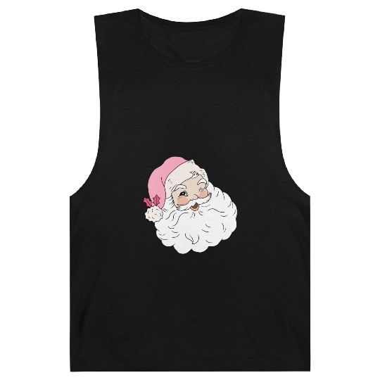 Retro Vintage Pink Santa Claus Barnard Tanks