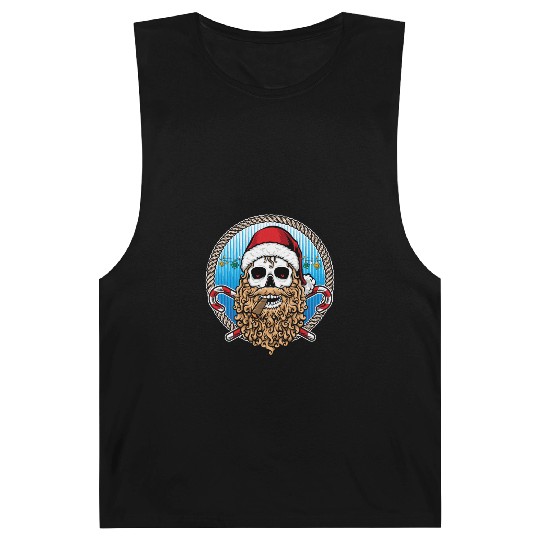 skull santa hat candy cane crew Barnard Tanks