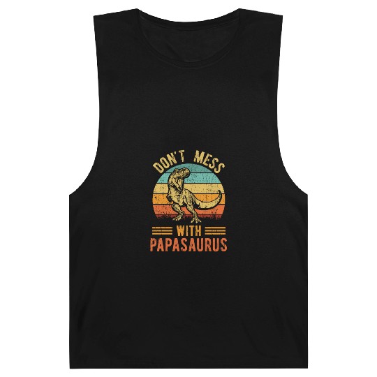 Papa Dad Father Dinosaur Funny Design - Papasaurus Barnard Tanks