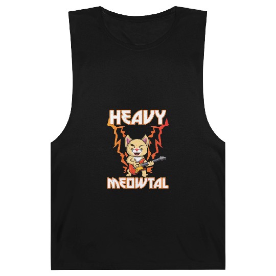 Heavy Meow Metal Music Lover Guitar Kawaii Cat Barnard Tanks