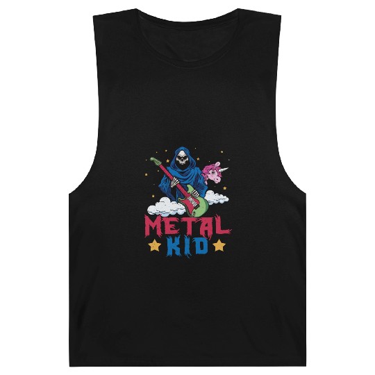 Grim Bone Unicorn Rainbow Metal Rock Metal Kid Barnard Tanks