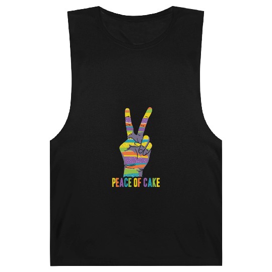 Peace of Cake Hand Sign Peaceful World Earth Barnard Tanks