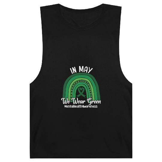 In May We Wear Green Mental Health Barnard Tanks