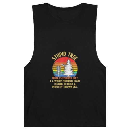 Vintage Sunset Stupid Tree Disc Golf Lover Barnard Tanks