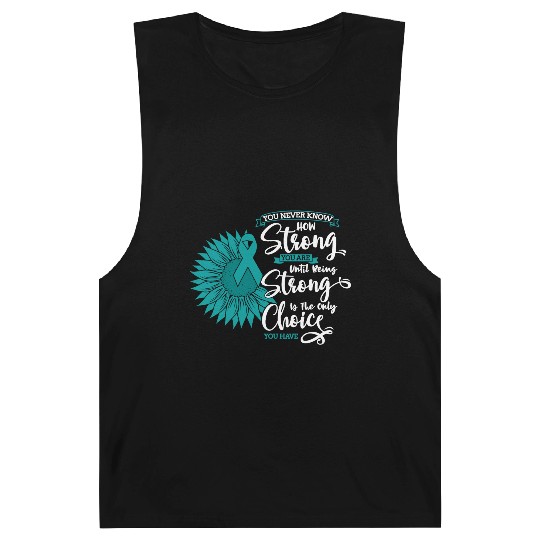 Cervical Cancer Awareness Month Teal Sunflower Barnard Tanks