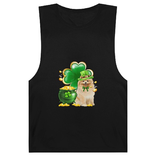 Pomeranian Dog Shamrock St Patricks Day Barnard Tanks