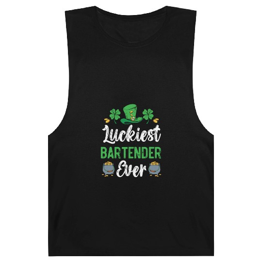 Luckiest Bartender Ever St. Patrick's Saint Pattys Barnard Tanks