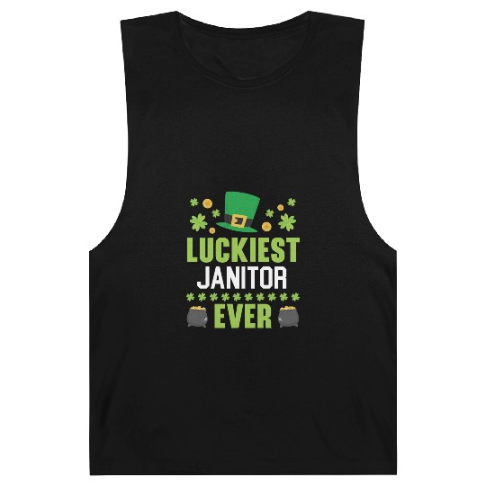 Luckiest Janitor Ever St. Patrick's Saint Pattys Barnard Tanks