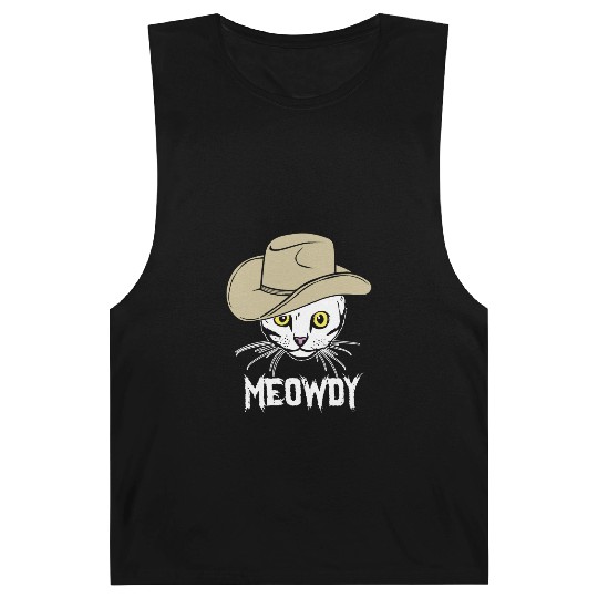 Meowdy Funny Cat Cowboy Hat Design Barnard Tanks