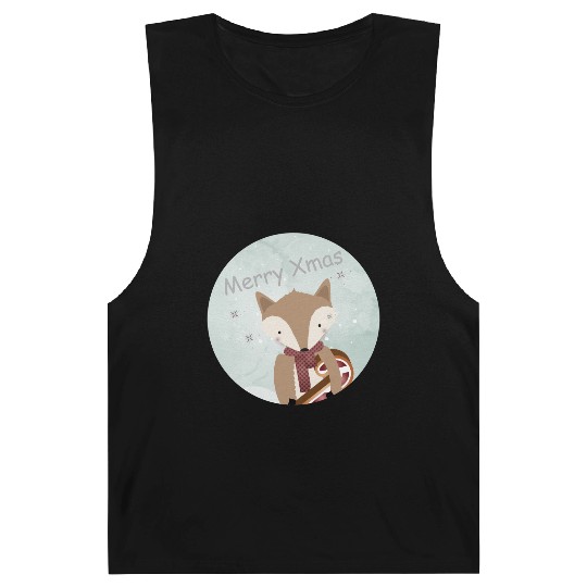 cute fox for Christmas with candy cane Barnard Tanks