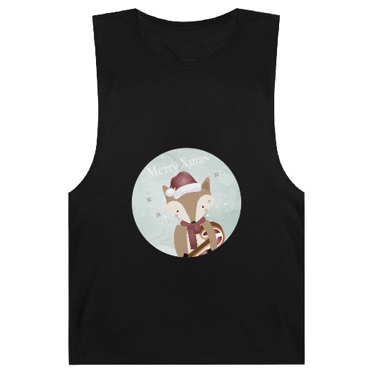 cute fox for Christmas with candy cane Barnard Tanks