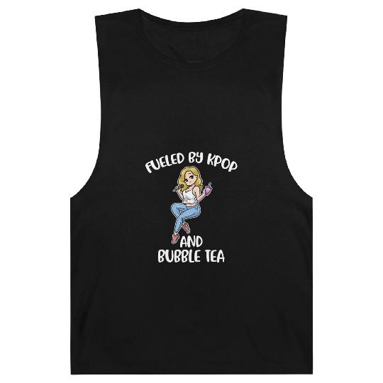 Fueled By Kpop And Bubble Tea Funny Kpop Gift Barnard Tanks