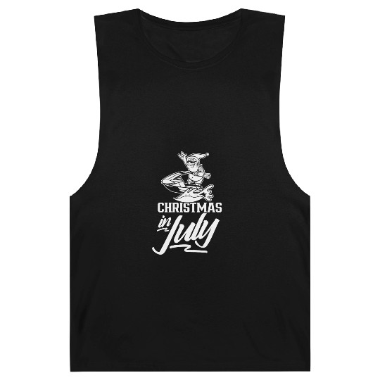 Christmas In July Humor Summer Santa Sarcastic Barnard Tanks