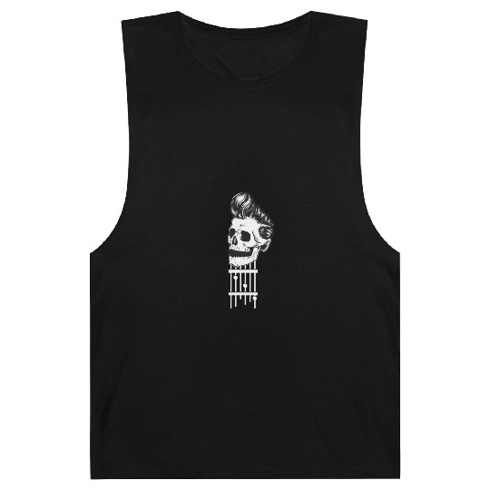 Rock N Roll Skeleton Head -Sweet Rock On Guitar Barnard Tanks