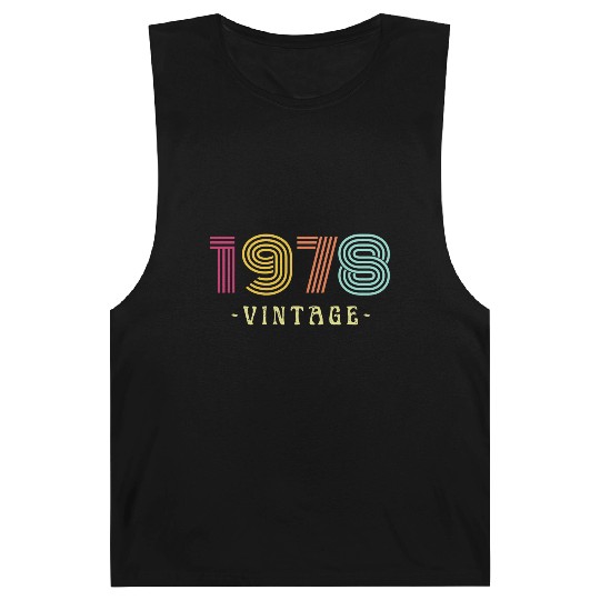 Neon Rainbow Retro Birthday Year Vintage 1978 Barnard Tanks