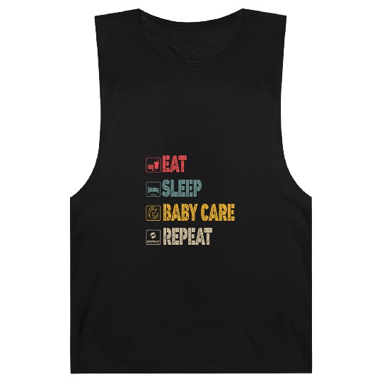 EAT SLEEP BABY CARE REPEAT FAMILY NEW BORN Barnard Tanks