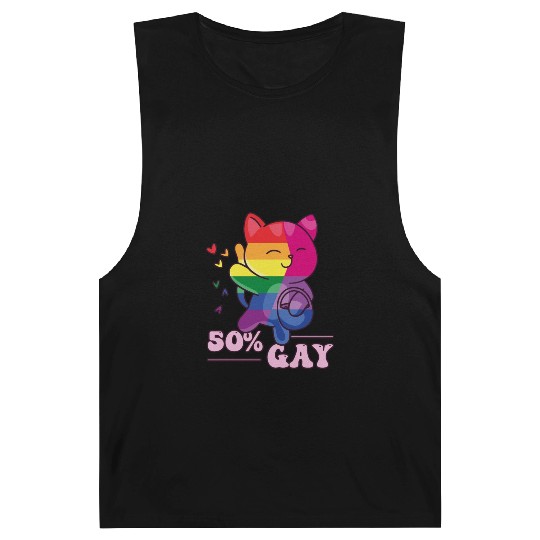 50% Gay Bi Bisexual Pride Kawaii Cat Kawaii Barnard Tanks