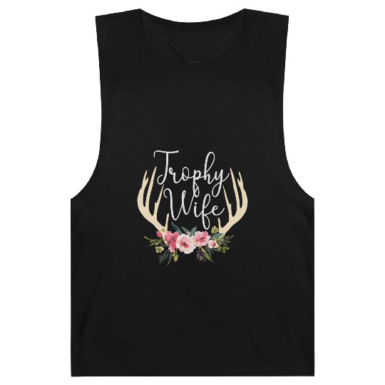 Trophy Wife Cute Deer Antlers Flowers Hunters Wife Barnard Tanks