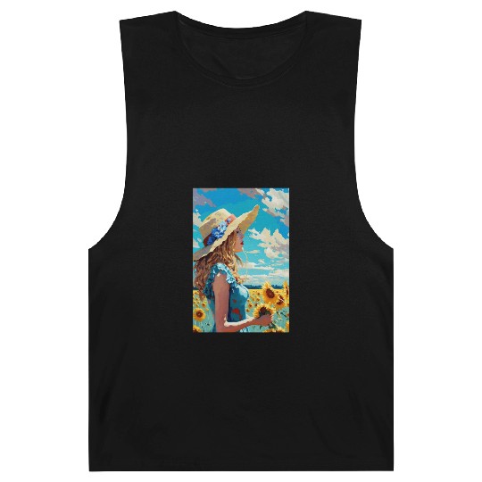Sunflower girl summer Barnard Tanks