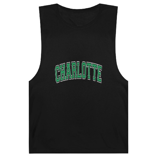 Charlotte Varsity Style Green Text Barnard Tanks