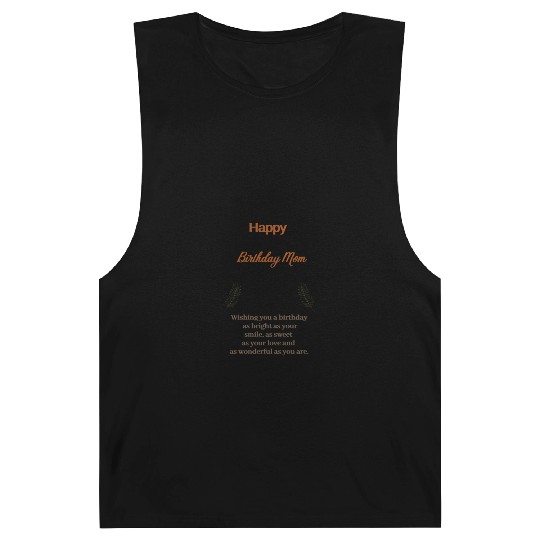 Beige Simple Aesthetic Happy Birthday Mom Barnard Tanks