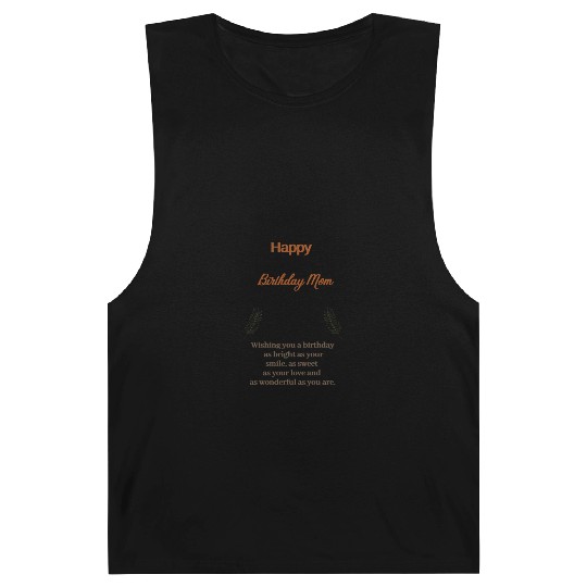 Beige Simple Aesthetic Happy Birthday Mom Barnard Tanks