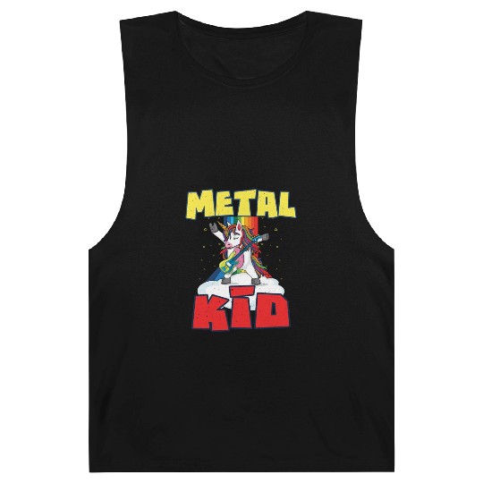 Rock Sign Guitar Unicorn Rainbow Metal Kid Music Barnard Tanks