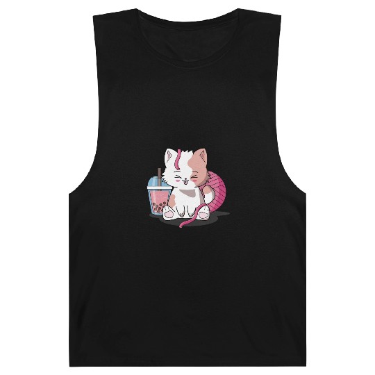 Chibi Boba Tea Cat Barnard Tanks