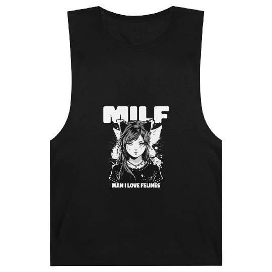 MILF Man I love Felines Funny Cat Cute Anime Girl Barnard Tanks