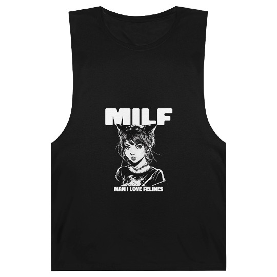 MILF Man I love Felines Funny Cat Cute Anime Girl Barnard Tanks