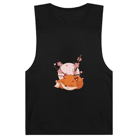Japanese Fox Cherry blossom Flower sakura kawaii Barnard Tanks