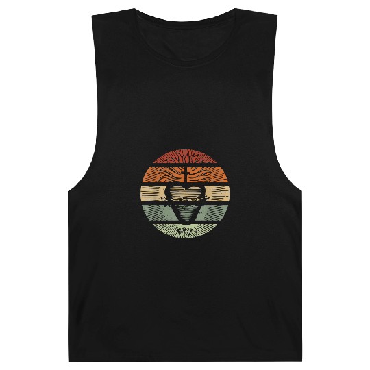 Sacred Heart of Jesus Christ Retro Sunset Art Cath Barnard Tanks