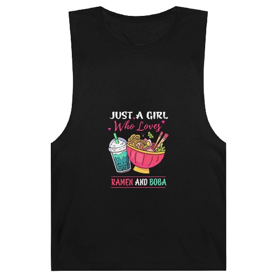 Just A Girl Who Loves Ramen And Boba Tea Kawaii Gi Barnard Tanks