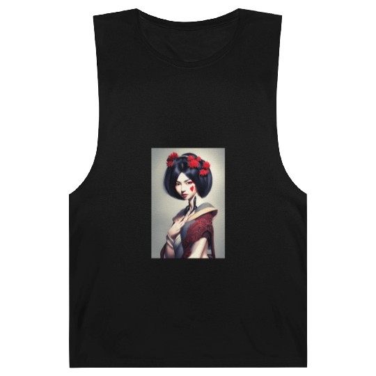 Geisha portrait japanese woman Japan wallart Barnard Tanks