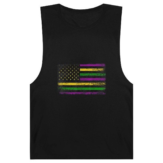 Mardi Gras Flag Green Purple Gold Barnard Tanks