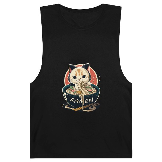Cute Cat Eating Ramen Barnard Tanks