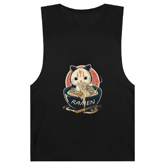 Cute Cat Eating Ramen Barnard Tanks