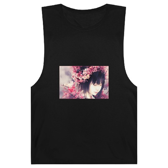 japan girl portrait sakura blossom Japan wallart Barnard Tanks
