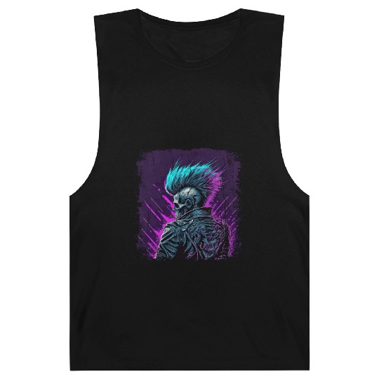 Apocalyptic Neon Retro Punk Zombie Barnard Tanks