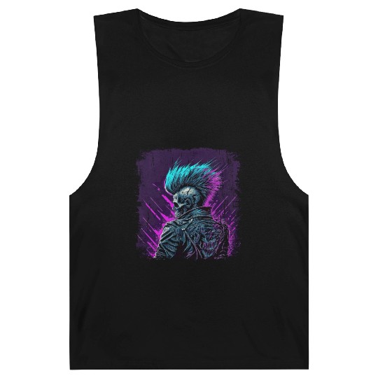 Apocalyptic Neon Retro Punk Zombie Barnard Tanks