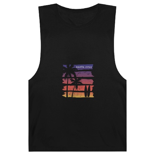 Cool Santa Cruz California Surfing Fan Beach Palm Barnard Tanks