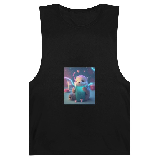 Kawaii Otter Pet Otter Drinking Boba Tea Barnard Tanks