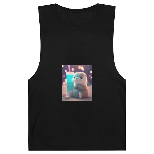 Kawaii Otter Pet Otter Drinking Boba Tea Barnard Tanks