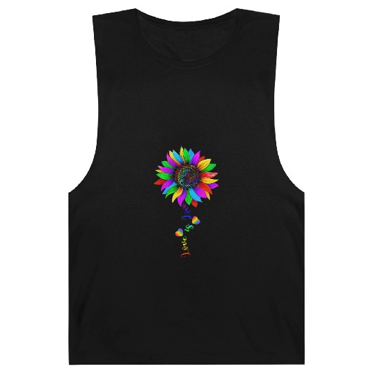 Sunflower Rainbow Love Is Love LGBT Lesbian Gay Barnard Tanks