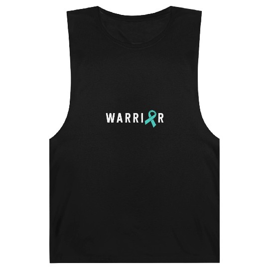 Warrior Motivational Teal Awareness Ribbon Barnard Tanks