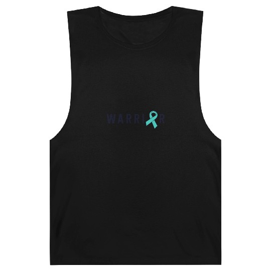 Warrior Motivational Teal Awareness Ribbon Barnard Tanks
