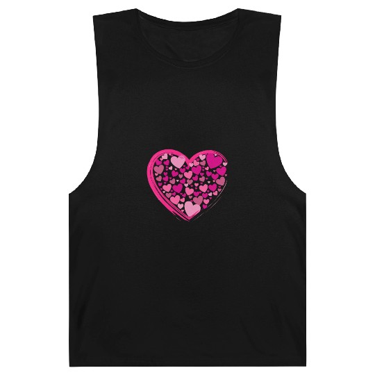 Cute Pink and Lilac Hearts in a Big Pink Heart Barnard Tanks